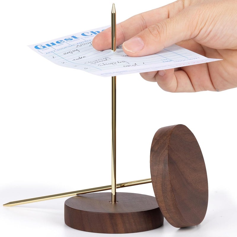 Giftormous Ticket Stabber Receipt Spike for Restaurant - 2 PCS Receipt Holder Bill Fork with Heavy-Duty Wooden Base, Check Spindle for Kitchen Office - Image 1